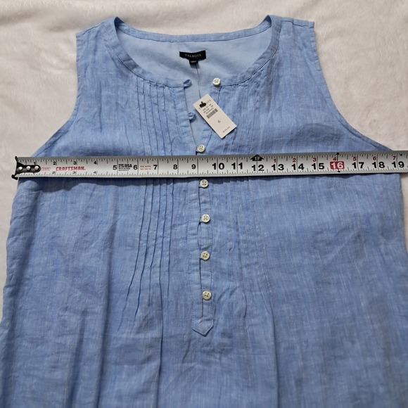 NWT Talbots Pintuck Linen Popover Dress Women's 6 Blue Striped Knee Length - Picture 10 of 11